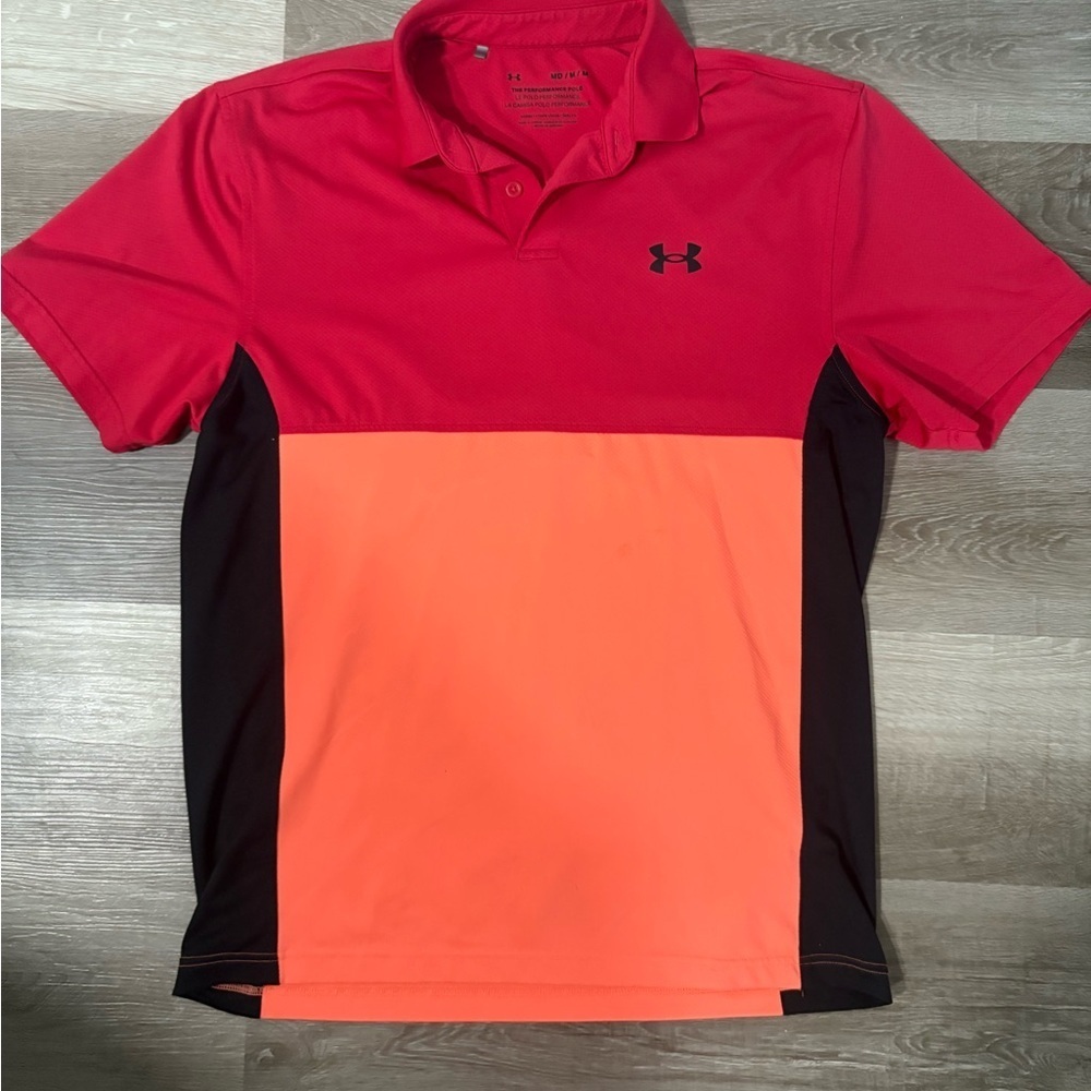 Under Armour Men's Red and Orange Polo Shirt
